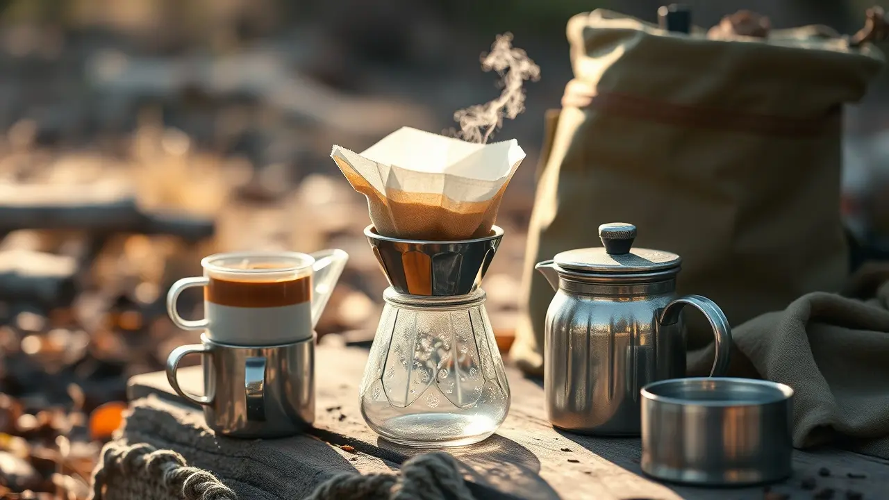 Ein feinmaschiger Kaffeefilter aus Edelstahl wird unter klarem Wasser mit einer Bürste von Kaffeeresten und Kaffeeölen gereinigt